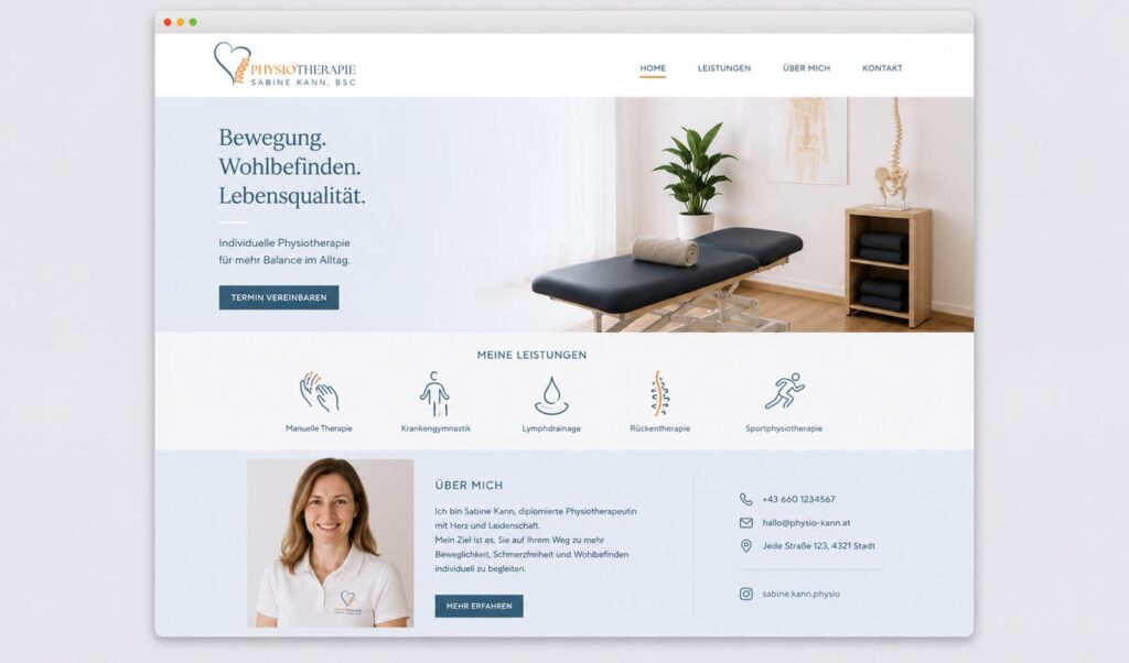 Homepagedesign für Physiotherapeutin